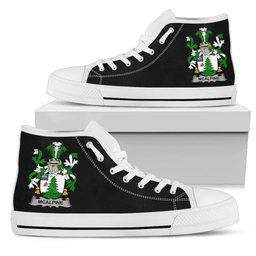 Irish McAlpine or MacAlpin Coat of Arms Family Crest Ireland High Top Shoes (Women's/Men's) Black/ White Irish Shoes