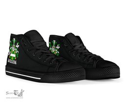 Irish McKenna or Kennagh Coat of Arms Family Crest Ireland High Top Shoes (Women's/Men's) Black/ White Irish Shoes