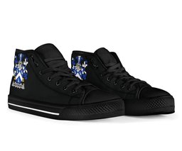 Irish Holywood Coat of Arms Family Crest Ireland High Top Shoes (Women's/Men's) Black/ White Irish Shoes