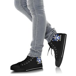 Irish Holywood Coat of Arms Family Crest Ireland High Top Shoes (Women's/Men's) Black/ White Irish Shoes