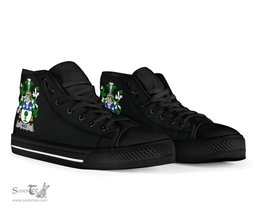 Irish Kidd Coat of Arms Family Crest Ireland High Top Shoes (Women's/Men's) Black/ White Irish Shoes