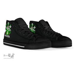 Irish Loughnan or O'Loughnan Coat of Arms Family Crest Ireland High Top Shoes (Women's/Men's) Black/ White Irish Shoes