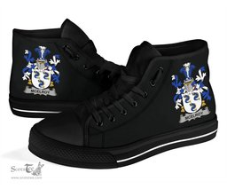 Irish McElroy or Gilroy Coat of Arms Family Crest Ireland High Top Shoes (Women's/Men's) Black/ White Irish Shoes