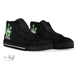 Irish McEniry or McEnery Coat of Arms Family Crest Ireland High Top Shoes (Women's/Men's) Black/ White Irish Shoes