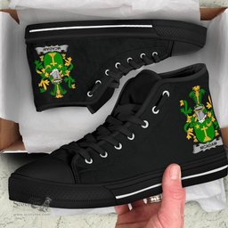 Irish McAdam Coat of Arms Family Crest Ireland High Top Shoes (Women's/Men's) Black/ White Irish Shoes