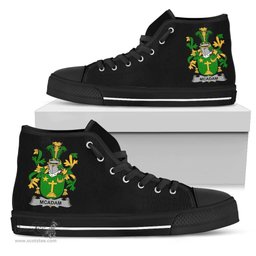 Irish McAdam Coat of Arms Family Crest Ireland High Top Shoes (Women's/Men's) Black/ White Irish Shoes