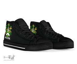 Irish Kildahl Coat of Arms Family Crest Ireland High Top Shoes (Women's/Men's) Black/ White Irish Shoes