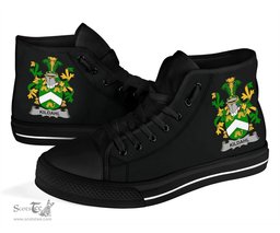 Irish Kildahl Coat of Arms Family Crest Ireland High Top Shoes (Women's/Men's) Black/ White Irish Shoes