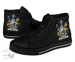 Irish Knox Coat of Arms Family Crest Ireland High Top Shoes (Women's/Men's) Black/ White Irish Shoes