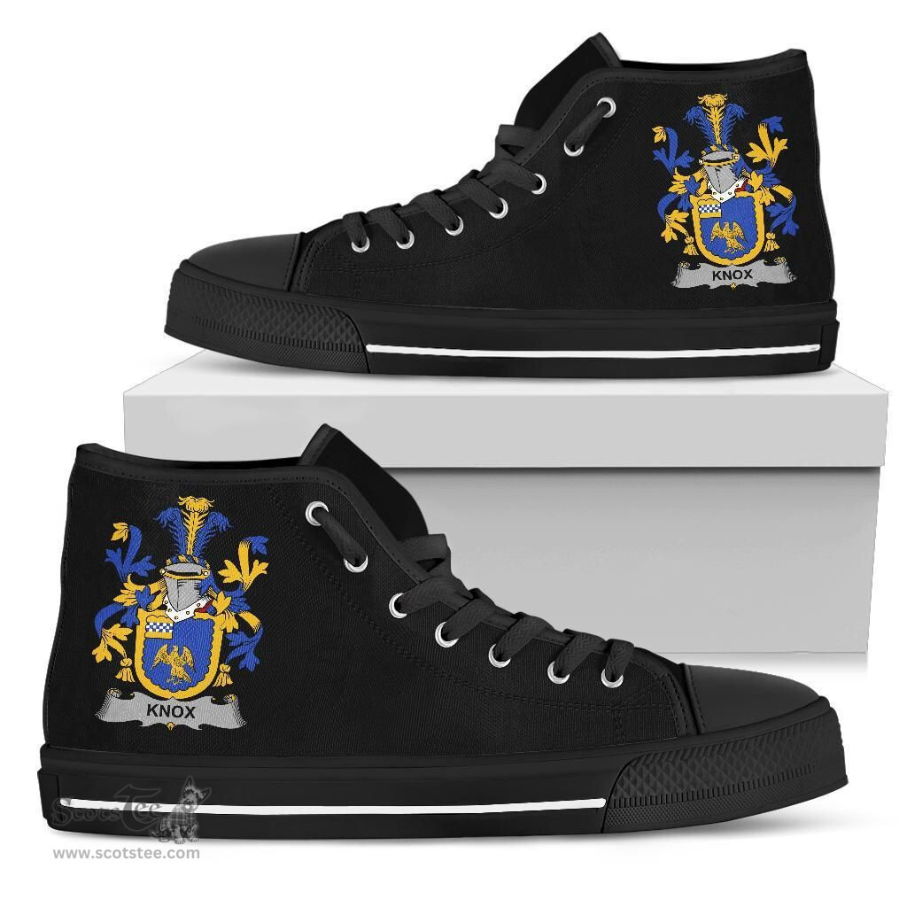 Irish Knox Coat of Arms Family Crest Ireland High Top Shoes (Women's/Men's) Black/ White Irish Shoes