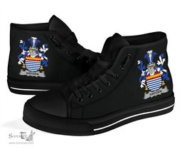 Irish Hayden or O'Hayden Coat of Arms Family Crest Ireland High Top Shoes (Women's/Men's) Black/ White Irish Shoes