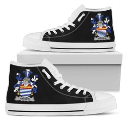 Irish Hayden or O'Hayden Coat of Arms Family Crest Ireland High Top Shoes (Women's/Men's) Black/ White Irish Shoes