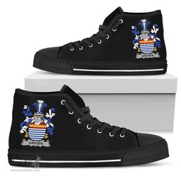 Irish Hayden or O'Hayden Coat of Arms Family Crest Ireland High Top Shoes (Women's/Men's) Black/ White Irish Shoes