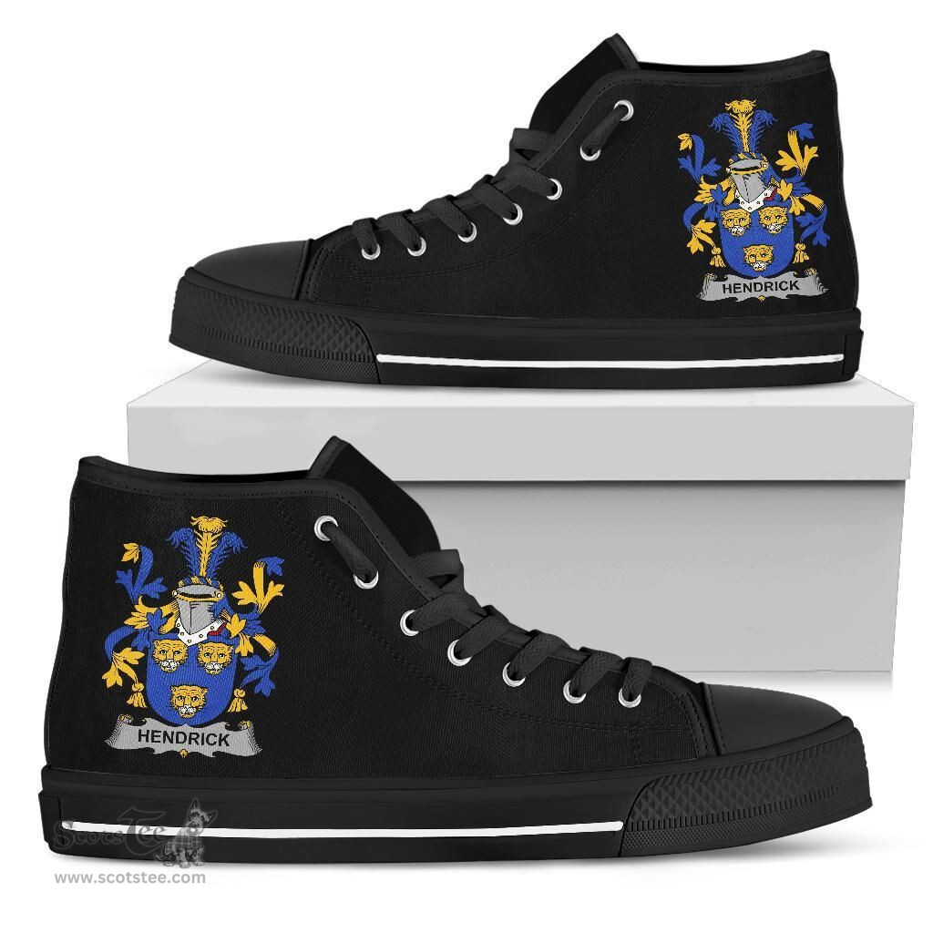 Irish Hendrick or O'Henrick Coat of Arms Family Crest Ireland High Top Shoes (Women's/Men's) Black/ White Irish Shoes