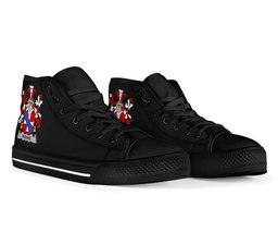 Irish Phaire Coat of Arms Family Crest Ireland High Top Shoes (Women's/Men's) Black/ White Irish Shoes