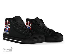 Irish Mulrony or O'Mulroney Coat of Arms Family Crest Ireland High Top Shoes (Women's/Men's) Black/ White Irish Shoes