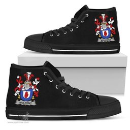 Irish Mulrony or O'Mulroney Coat of Arms Family Crest Ireland High Top Shoes (Women's/Men's) Black/ White Irish Shoes