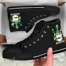 Irish Rossiter Coat of Arms Family Crest Ireland High Top Shoes (Women's/Men's) Black/ White Irish Shoes
