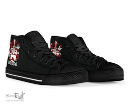 Irish Slattery or O'Slattery Coat of Arms Family Crest Ireland High Top Shoes (Women's/Men's) Black/ White Irish Shoes