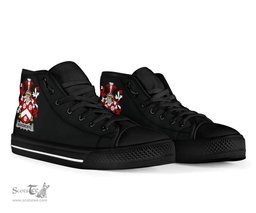 Irish Woodroffe Coat of Arms Family Crest Ireland High Top Shoes (Women's/Men's) Black/ White Irish Shoes