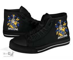 Irish Stoney Coat of Arms Family Crest Ireland High Top Shoes (Women's/Men's) Black/ White Irish Shoes