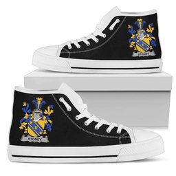 Irish Stoney Coat of Arms Family Crest Ireland High Top Shoes (Women's/Men's) Black/ White Irish Shoes