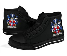 Irish Taaffe Coat of Arms Family Crest Ireland High Top Shoes (Women's/Men's) Black/ White Irish Shoes