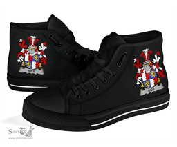 Irish Rice Coat of Arms Family Crest Ireland High Top Shoes (Women's/Men's) Black/ White Irish Shoes