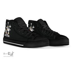 Irish Perkins Coat of Arms Family Crest Ireland High Top Shoes (Women's/Men's) Black/ White Irish Shoes