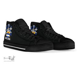 Irish Tirry Coat of Arms Family Crest Ireland High Top Shoes (Women's/Men's) Black/ White Irish Shoes