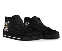 Irish Young Coat of Arms Family Crest Ireland High Top Shoes (Women's/Men's) Black/ White Irish Shoes