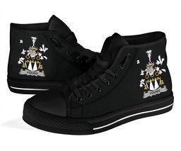 Irish Young Coat of Arms Family Crest Ireland High Top Shoes (Women's/Men's) Black/ White Irish Shoes
