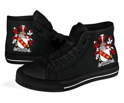 Irish Segrave Coat of Arms Family Crest Ireland High Top Shoes (Women's/Men's) Black/ White Irish Shoes