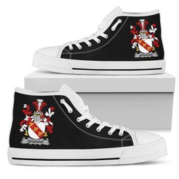 Irish Segrave Coat of Arms Family Crest Ireland High Top Shoes (Women's/Men's) Black/ White Irish Shoes