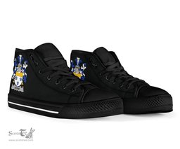 Irish Stone Coat of Arms Family Crest Ireland High Top Shoes (Women's/Men's) Black/ White Irish Shoes