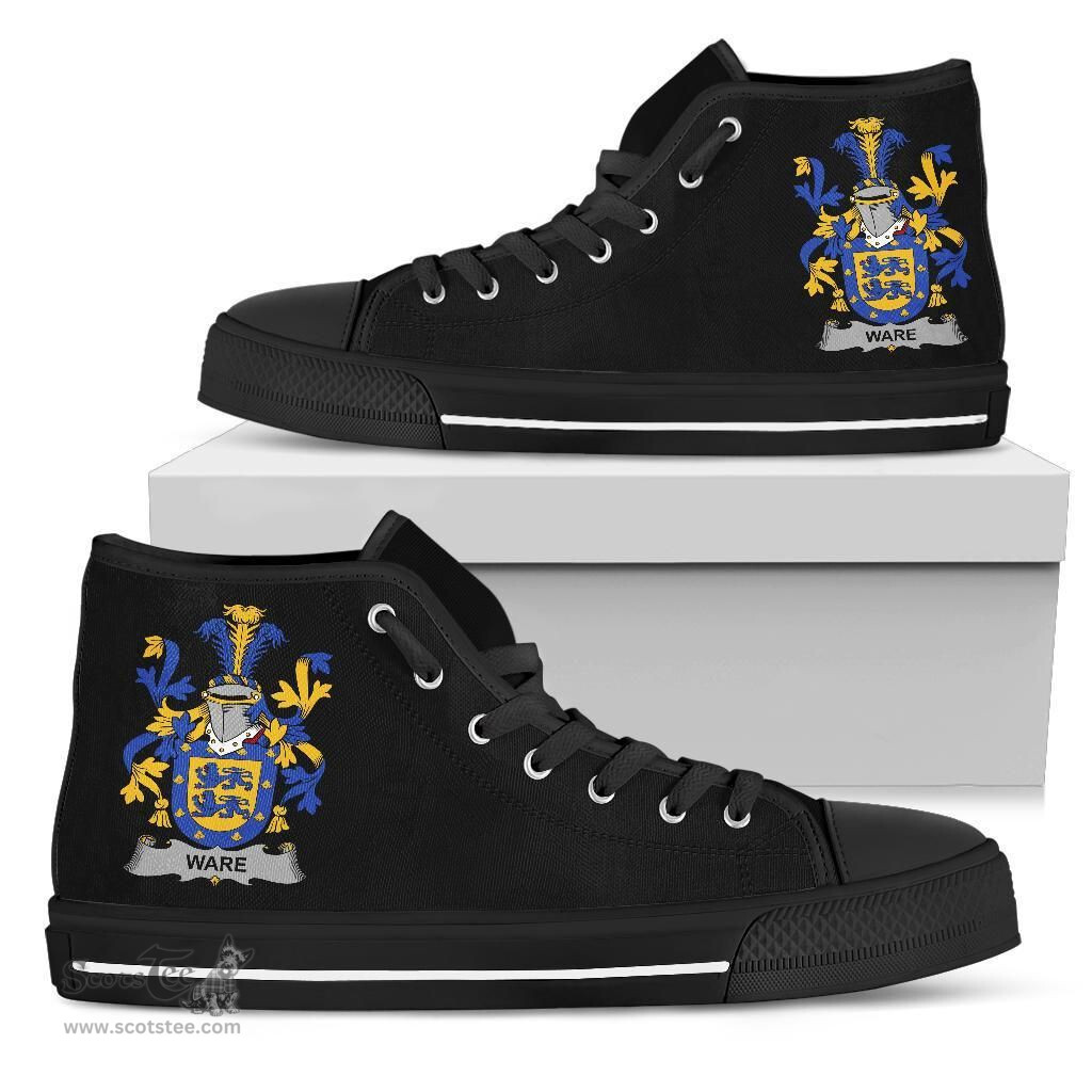 Irish Ware Coat of Arms Family Crest Ireland High Top Shoes (Women's/Men's) Black/ White Irish Shoes
