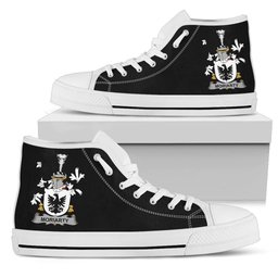 Irish Moriarty or O'Moriarty Coat of Arms Family Crest Ireland High Top Shoes (Women's/Men's) Black/ White Irish Shoes