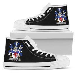 Irish St. George Coat of Arms Family Crest Ireland High Top Shoes (Women's/Men's) Black/ White Irish Shoes