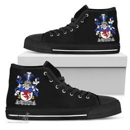 Irish St. George Coat of Arms Family Crest Ireland High Top Shoes (Women's/Men's) Black/ White Irish Shoes