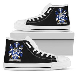 Irish Ram Coat of Arms Family Crest Ireland High Top Shoes (Women's/Men's) Black/ White Irish Shoes