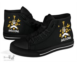 Irish Noble Coat of Arms Family Crest Ireland High Top Shoes (Women's/Men's) Black/ White Irish Shoes