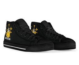 Irish Wotton Coat of Arms Family Crest Ireland High Top Shoes (Women's/Men's) Black/ White Irish Shoes