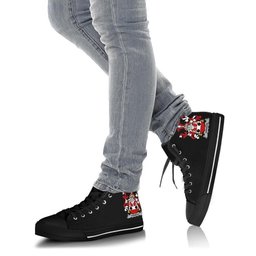 Irish Tonson Coat of Arms Family Crest Ireland High Top Shoes (Women's/Men's) Black/ White Irish Shoes