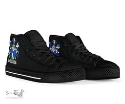 Irish Sheehan or O'Sheehan Coat of Arms Family Crest Ireland High Top Shoes (Women's/Men's) Black/ White Irish Shoes
