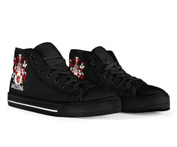 Irish Truell Coat of Arms Family Crest Ireland High Top Shoes (Women's/Men's) Black/ White Irish Shoes