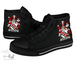 Irish Wingfield Coat of Arms Family Crest Ireland High Top Shoes (Women's/Men's) Black/ White Irish Shoes