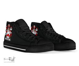 Irish Sexton Coat of Arms Family Crest Ireland High Top Shoes (Women's/Men's) Black/ White Irish Shoes