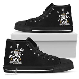 Irish Pratt Coat of Arms Family Crest Ireland High Top Shoes (Women's/Men's) Black/ White Irish Shoes