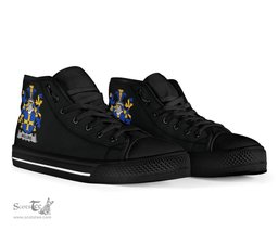 Irish Mullins or O'Mullins Coat of Arms Family Crest Ireland High Top Shoes (Women's/Men's) Black/ White Irish Shoes