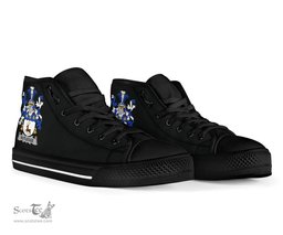 Irish Rutledge Coat of Arms Family Crest Ireland High Top Shoes (Women's/Men's) Black/ White Irish Shoes